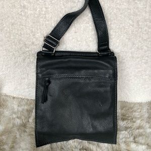 Vintage Black Leather Crossbody